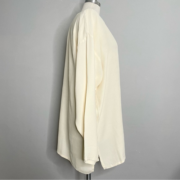 EILEEN FISHER NEW YORK Vintage Laundered Crinkle Rayon Long Sleeve Tunic Top - Picture 4 of 7